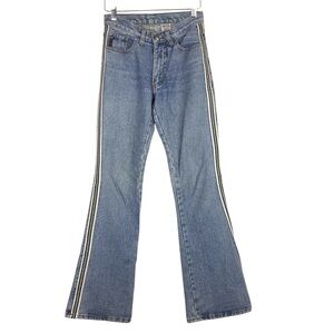 Just USA VTG Y2K Blue Flared Jeans Side Stripes